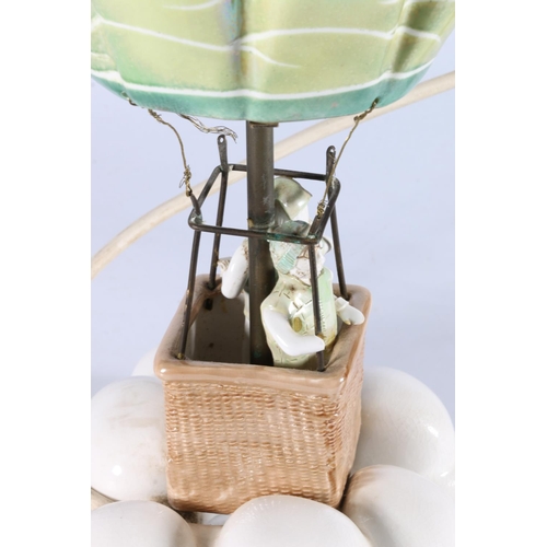 458 - Ceramic model table lamp in the form of a hot air balloon, signature to base 'Jacqui Dewar?', dated ... 