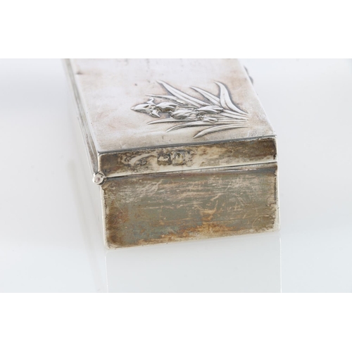 332 - Art Nouveau period silver trinket box with relief orchid decoration by William Comyns & Sons, Lo... 