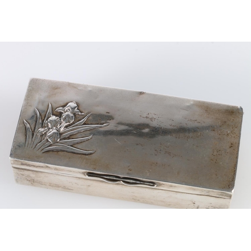 332 - Art Nouveau period silver trinket box with relief orchid decoration by William Comyns & Sons, Lo... 