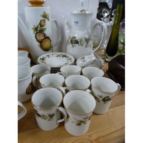 100 - China to include Royal Doulton part coffee set, Meakin part coffee set and two modern oviform vases ... 