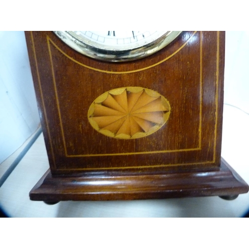 12 - Edwardian inlaid mantel clock with lancet frame.