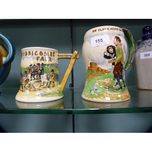 155 - Two Crown Devon Fieldings musical tankards, 'On Widdicombe Farm' and 'On Ilkla Moor Baht'at'.  ... 