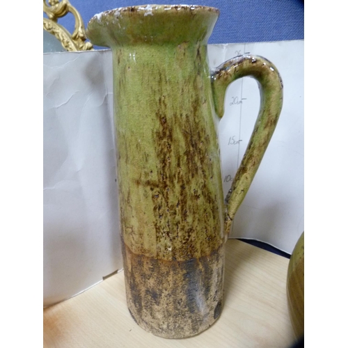 17 - Drymen studio pottery vase and a similar studio pottery glazed jug.  (2)