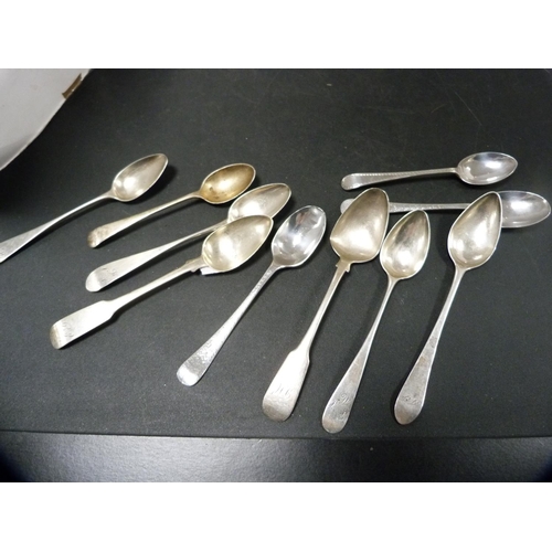 172 - Collection of assorted 19th century and later silver spoons, approximately 250g.