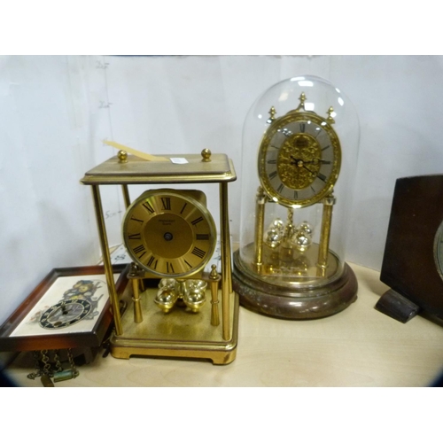 20 - Anniversary clock, four other clocks and parts.