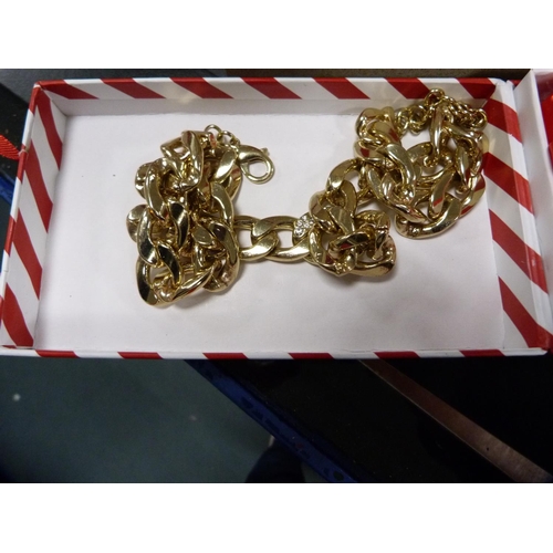 205 - Two boxes containing assorted costume jewellery to include necklaces, brooches, enamel wristwatch, k... 