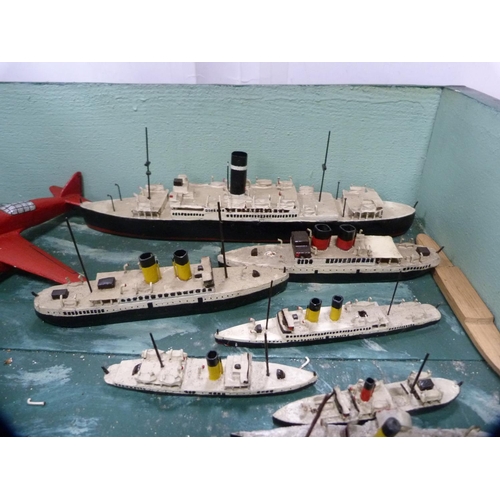 3 - Painted box containing model aircraft and ships.