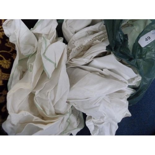 49 - Quantity of napery, linen and lace, various fabrics etc.