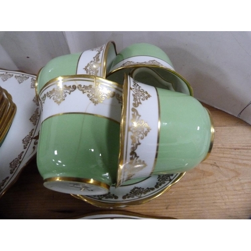 97 - Bell China green and gilt part tea set.