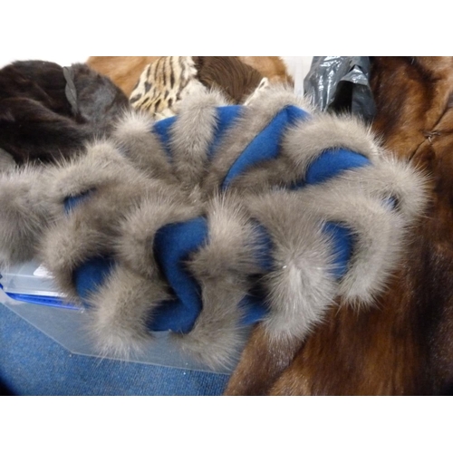 47 - Large collection of fur items to include coats, bonnets, stoles etc.