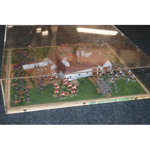 41 - Diorama model of the battle of Waterloo under Perspex, box size 61cm x 61cm. 