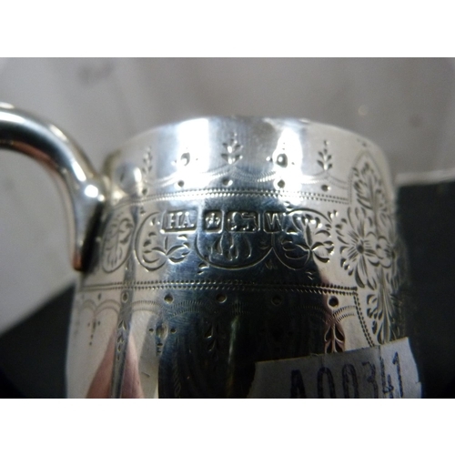 166 - Victorian silver christening tankard, engraved and dated 1891, 115.5g gross.