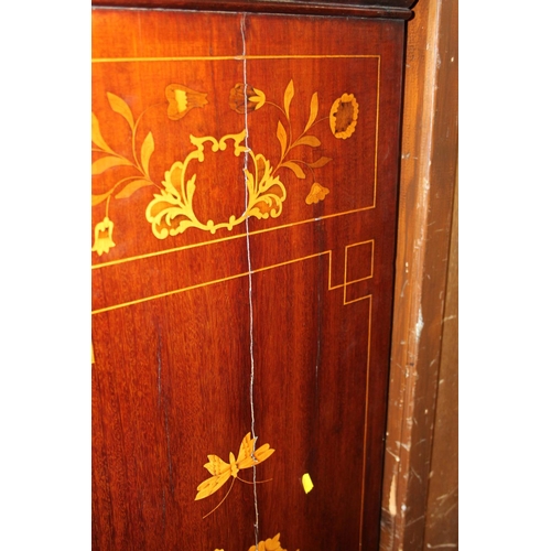 593 - Victorian mahogany and inlaid six drawer chest with bird and foliate decoration, 168 x 106 x 47cm.