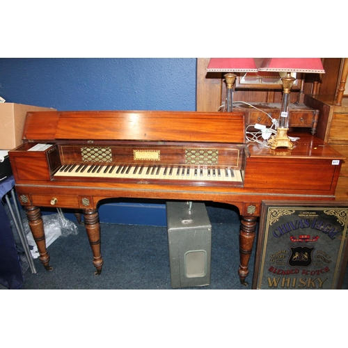 617 - Antique mahogany square piano, (no works) William Stodart maker to His Majesty and the Royal Family,... 