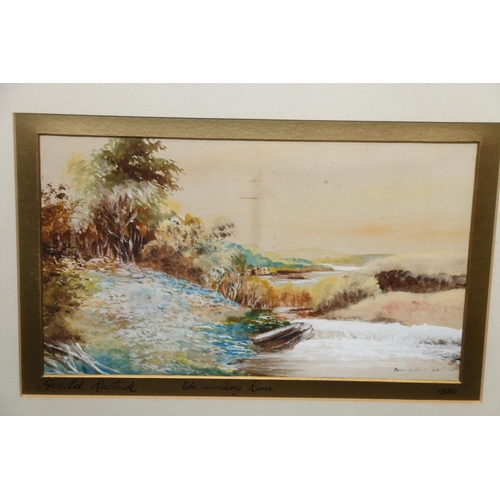 327D - GERALD RASTRICK, The Winding River, watercolour, signed and dated 1920 lower right, 14cm x 23cm, a c... 