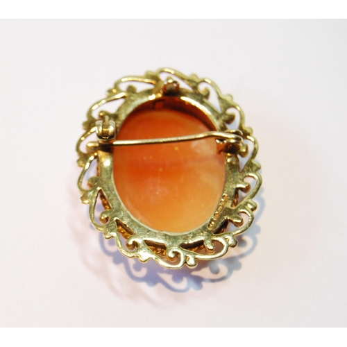 73 - Cameo brooch and a similar ring, both 9ct gold, 10g gross.  (2)