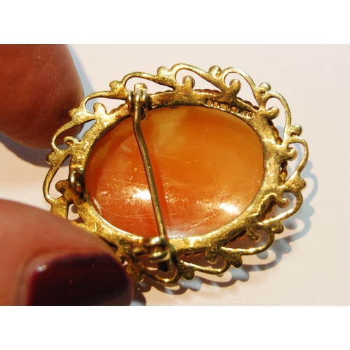 73 - Cameo brooch and a similar ring, both 9ct gold, 10g gross.  (2)