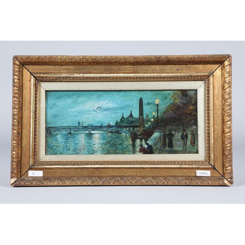 358 - Moyr Smith (Scottish 1839-1912) Framed oil on board, signed, dated 1897 'Evening Over the Thames' 12... 