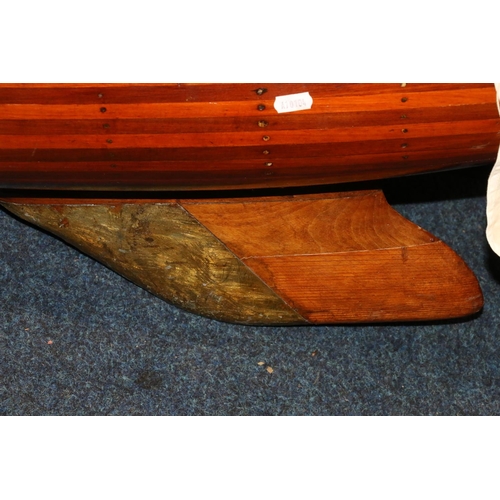 200 - Large wood built model pond yacht, 126cm long.