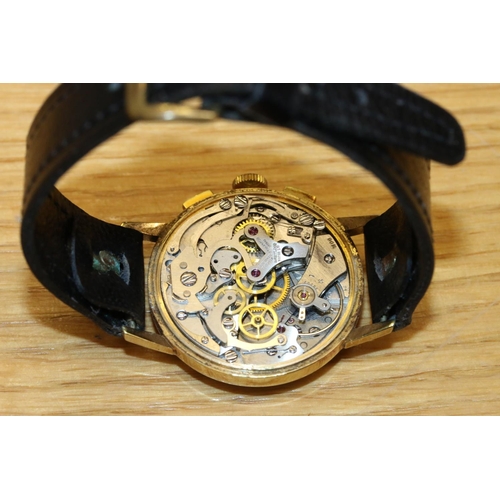 237 - Gents Breitling Cadette chronograph wristwatch having gold plated bezel, subsidiary seconds and date... 