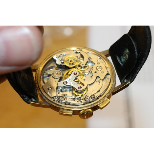 237 - Gents Breitling Cadette chronograph wristwatch having gold plated bezel, subsidiary seconds and date... 