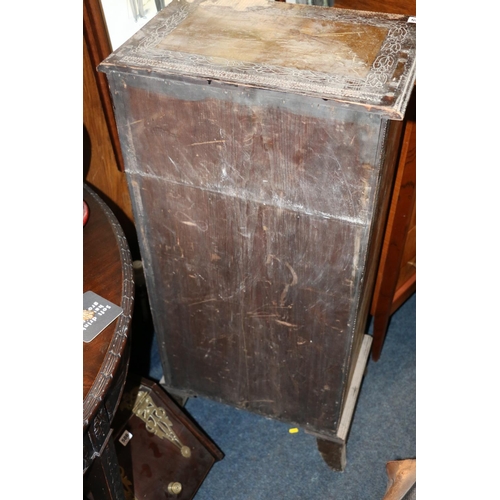 585 - Painted antique single door music cabinet decorated with Beethoven, Mozart, etc.