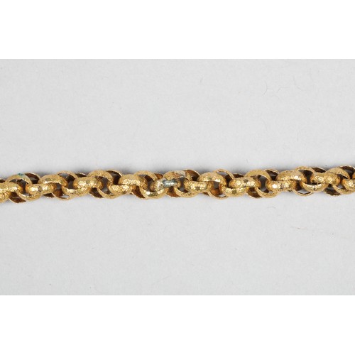 105 - Yellow metal link necklace, with hand clasp, 18g, 41.5cm long