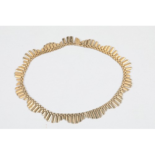 106 - Ladies 9 carat yellow gold articulated necklace, length 41cm, 38g, Makers mark JG&S