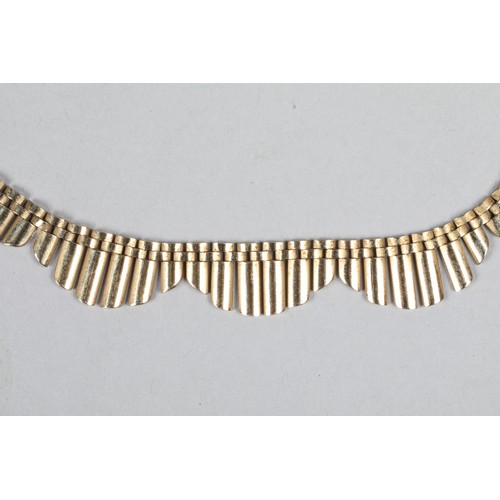 106 - Ladies 9 carat yellow gold articulated necklace, length 41cm, 38g, Makers mark JG&S