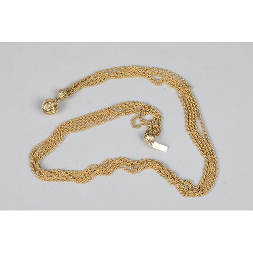 100 - Ladies 18 carat gold five strand rope twist necklace, with a spherical clasp set with diamonds, leng... 