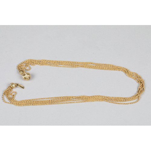 100 - Ladies 18 carat gold five strand rope twist necklace, with a spherical clasp set with diamonds, leng... 