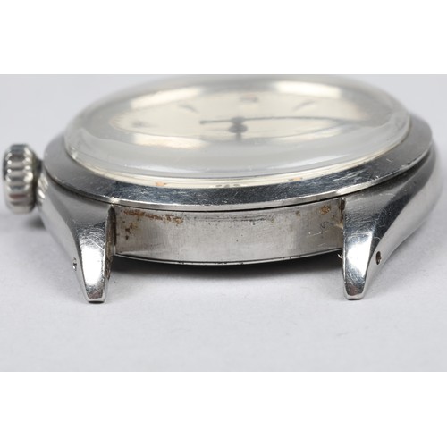 126 - 1950s gents Rolex Oyster precision stainless steel wrist watch 34mm, having 3-6-9 dial with arrowhea... 