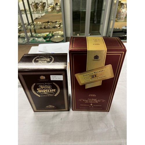 226 - Johnnie Walker swing superior scotch whisky, 43%, 7cl and Johnnie Walker finest scotch whisky, aged ... 