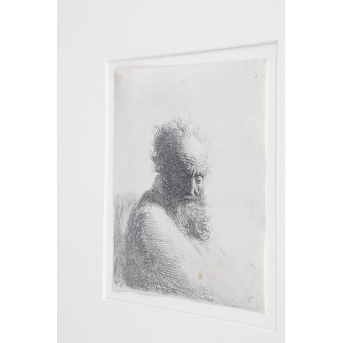 386 - Rembrandt Harmensz Van Rijn (Dutch 1606-1669) Framed original etching 'Bust of an Old Bearded Man' 1... 