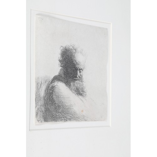 386 - Rembrandt Harmensz Van Rijn (Dutch 1606-1669) Framed original etching 'Bust of an Old Bearded Man' 1... 