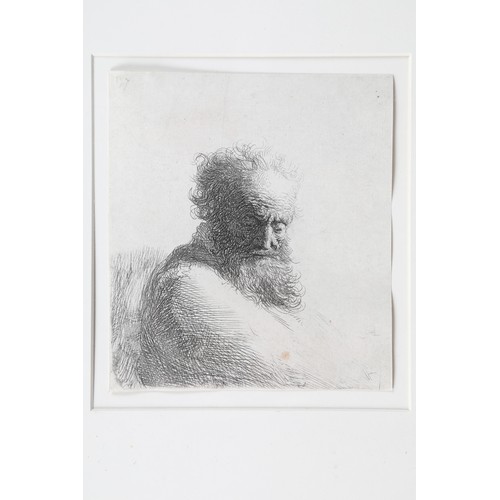 386 - Rembrandt Harmensz Van Rijn (Dutch 1606-1669) Framed original etching 'Bust of an Old Bearded Man' 1... 
