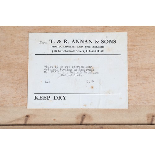 386 - Rembrandt Harmensz Van Rijn (Dutch 1606-1669) Framed original etching 'Bust of an Old Bearded Man' 1... 