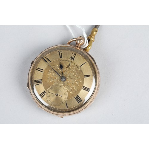 121 - Gents 9 carat gold open faced pocket watch, engraved dial with roman numerals, weight 126g