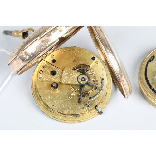 121 - Gents 9 carat gold open faced pocket watch, engraved dial with roman numerals, weight 126g