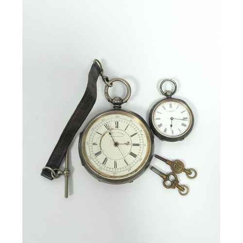 147 - Silver lever stopwatch, 1899 and a similar Geneva watch. (2). 