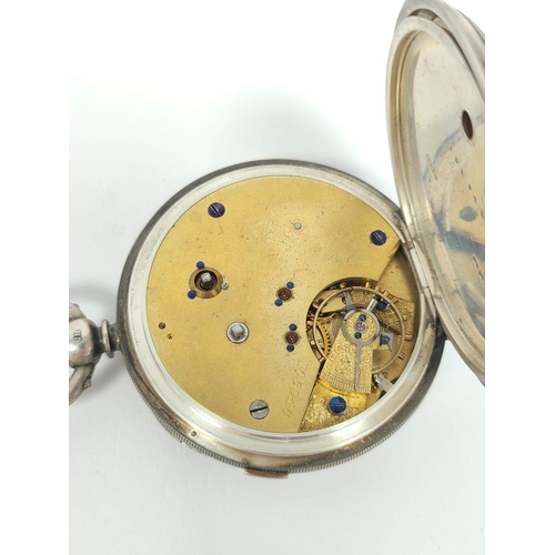 147 - Silver lever stopwatch, 1899 and a similar Geneva watch. (2). 