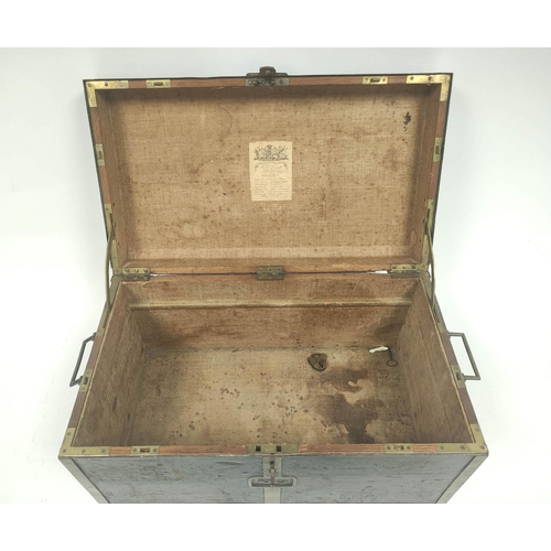 195 - Georgian officer's bound hide trunk, Handford's patent, with rounded top edges, inscribed 'Capt John... 