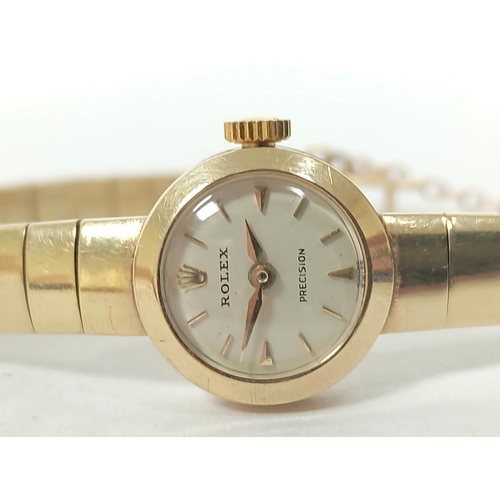 154 - Lady's Rolex 9ct gold bracelet, 1960, case 11570, 13.6g without movement.