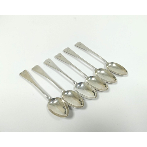 16 - York - Set of six silver tea spoons, initialled 'T' by James Barber & Co, 1824.