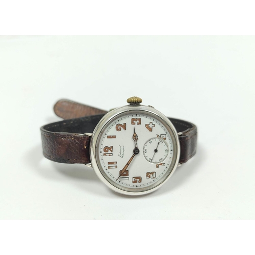39 - Silver trench style watch by Rotherhams for Edward, Glasgow, No 263399, three quarter plater, compen... 
