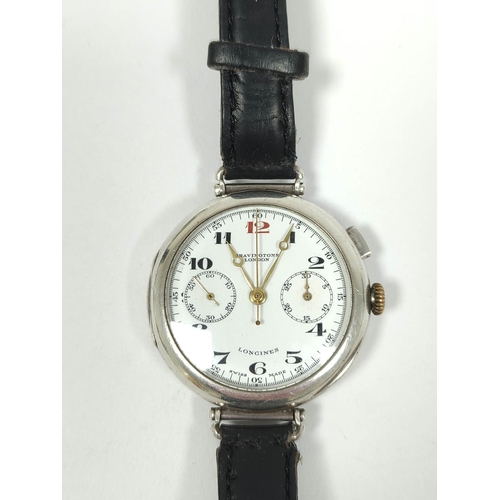 42 - Rare early Longines chronographic watch, calibre 13ZN/3204, No 5,429,043, for Bravingtons, single pu... 