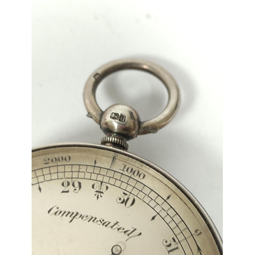 186 - Silver pocket aneriod barometer and altimeter, by Negretti & Zambra, engine turned, probably 187... 