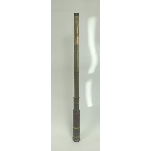 191 - Georgian brass and mahogany four-draw telescope, by T. Harris & Son London, inscribed 'Samuel Hu... 