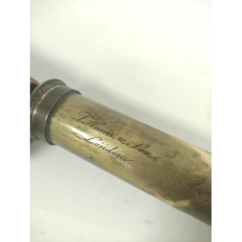 191 - Georgian brass and mahogany four-draw telescope, by T. Harris & Son London, inscribed 'Samuel Hu... 