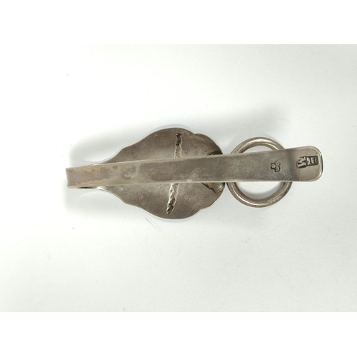 57 - Dutch silver belt hook, with engraved fabulous bird, maker W C, with tower and M. c1790, 99mm.